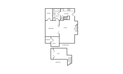 A2 Loft - 1 bedroom floorplan layout with 1 bath and 720 square feet